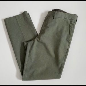 J Crew Pants Classic Bowery Flat Front Lightweight 100% Cotton Olive Army Green